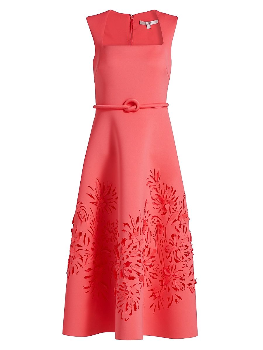 Women's Laser Cut Scuba Cocktail Dress - Coral - Size 16