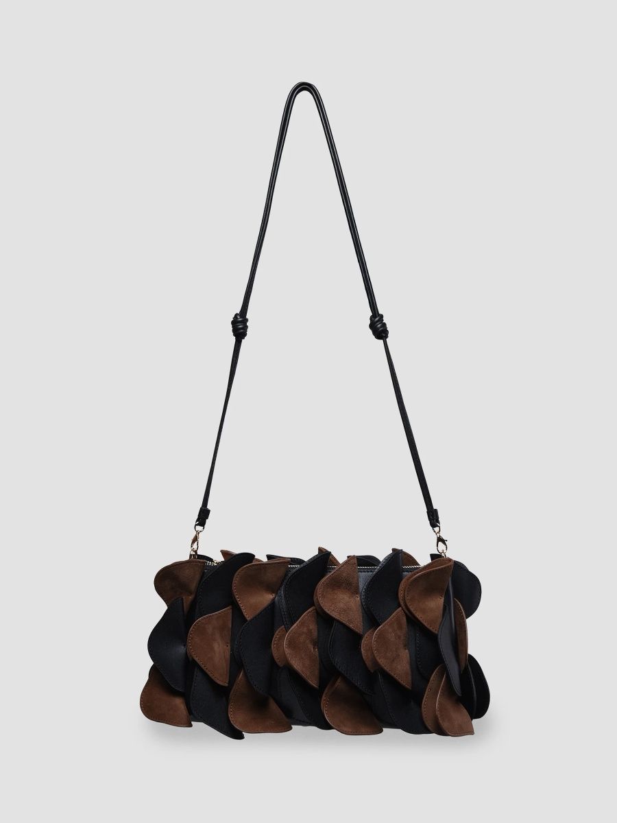 Farm Rio Women's Leather & Suede Flower Clutch Bag - Black