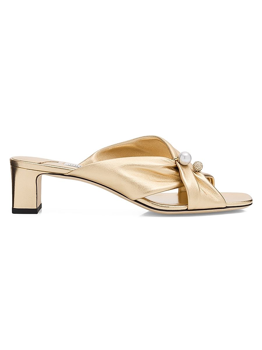 Women's Rafi 45MM Leather Sandals - Gold - Size 10