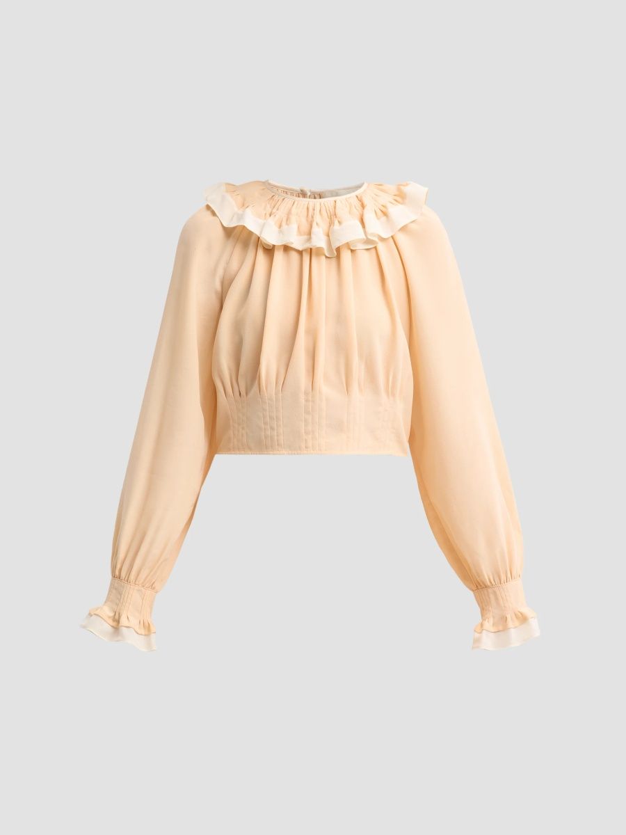 Ulla Johnson Women's Celesta Ruffled Silk Long-Sleeve Blouse - Peony - Size 12