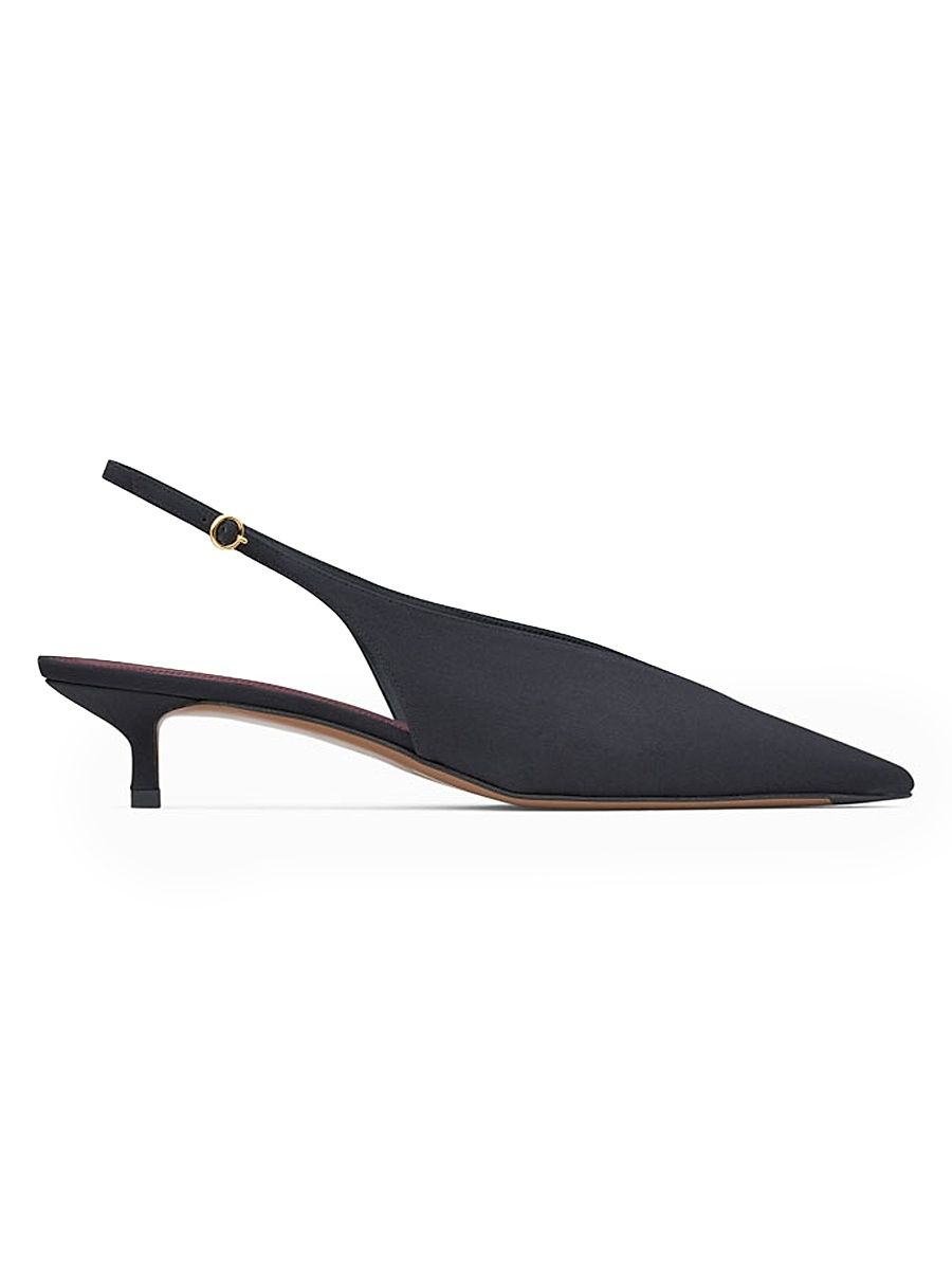 Women's Diske 40MM Crêpe de Chine Point-Toe Slingback Pumps - Black - Size 10.5