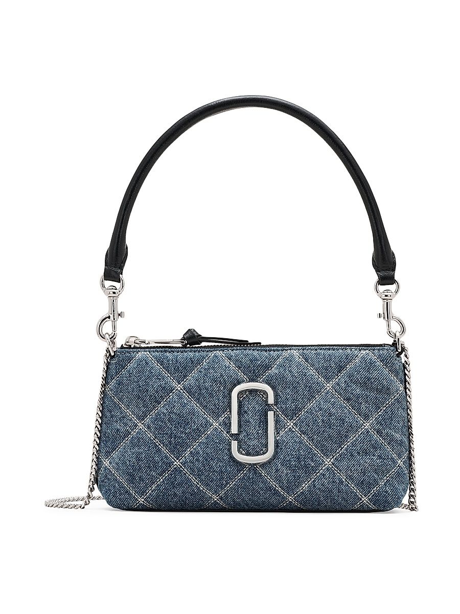 Women's The Denim Quilted Pochette Shoulder Bag - Light Wash Indigo