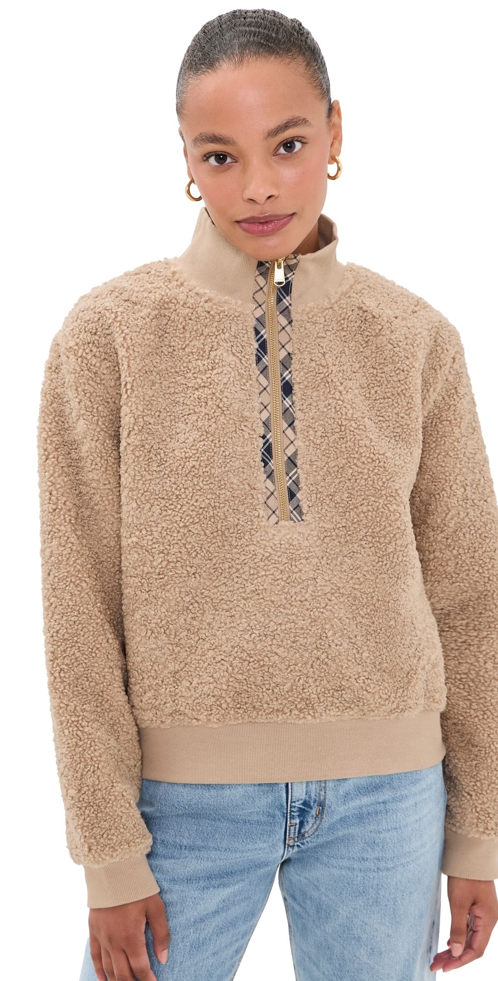 Barbour Fawne Fleece Quarter Zip Warm Trench 8