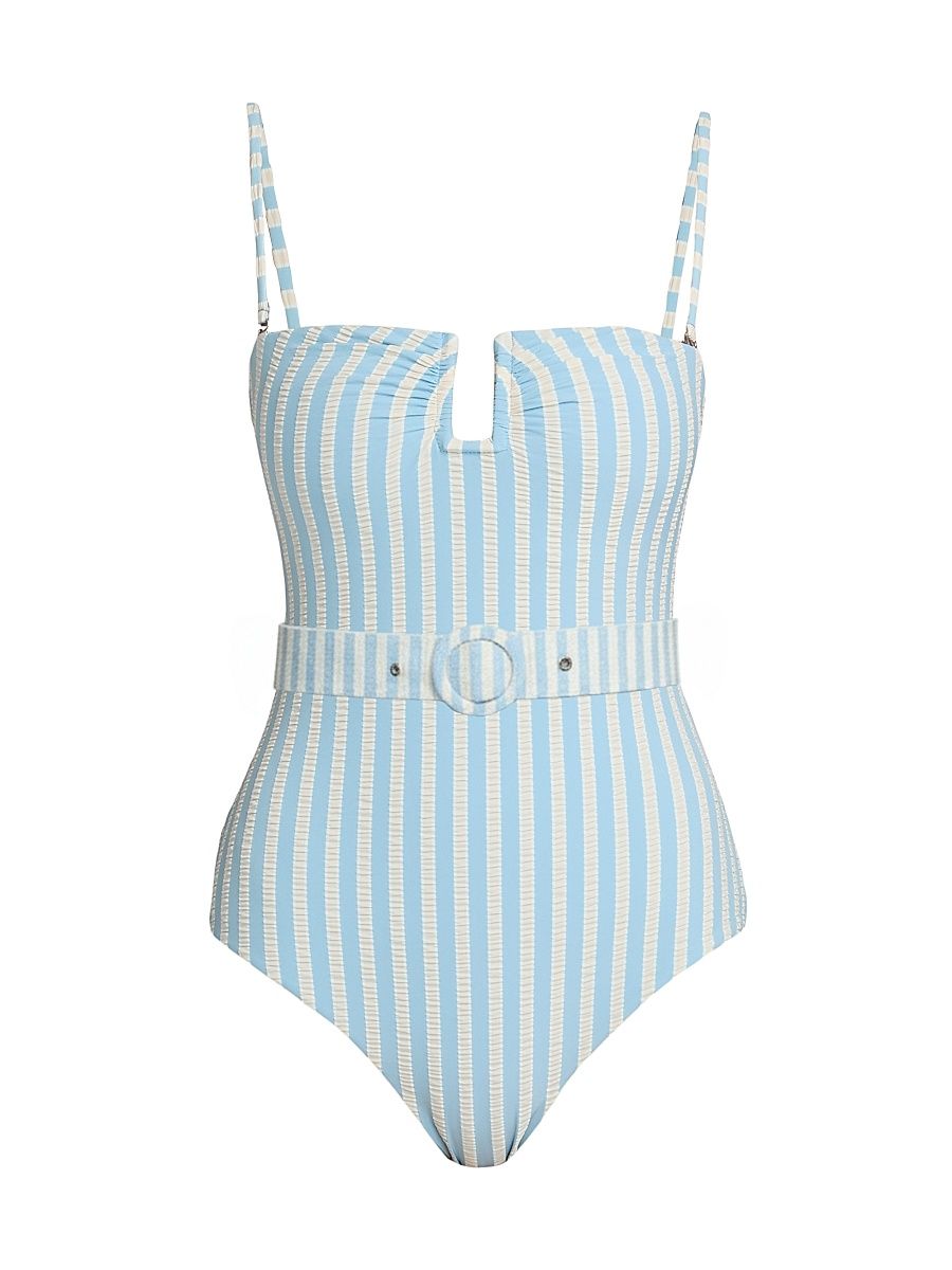 Women's Noa Striped One-Piece Swimsuit - Hydrangea Blue Stripe - Size Medium
