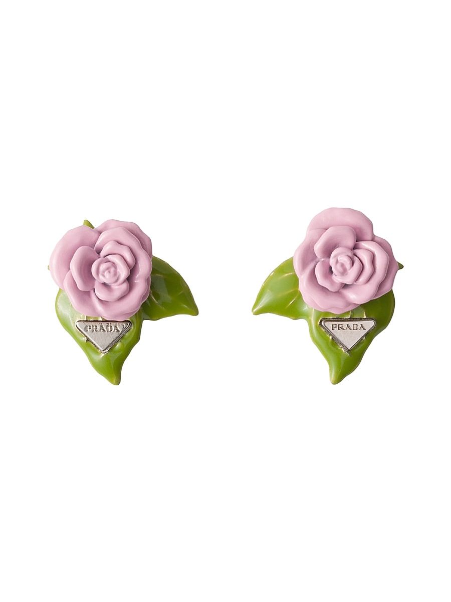Women's Enameled Metal Earrings - Pink