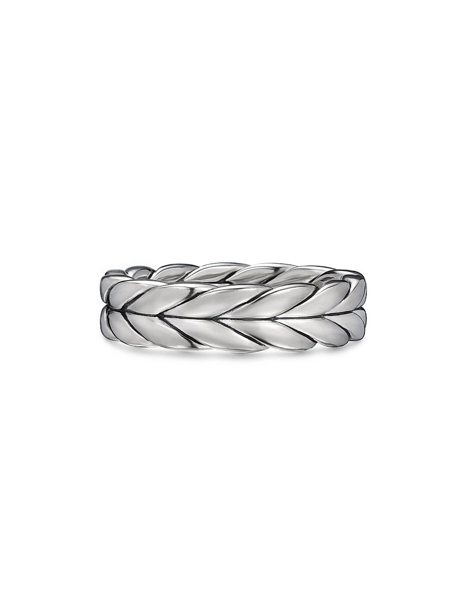 Men's Chevron Band Ring in Sterling Silver, 6mm - Sterling Silver - Size 11