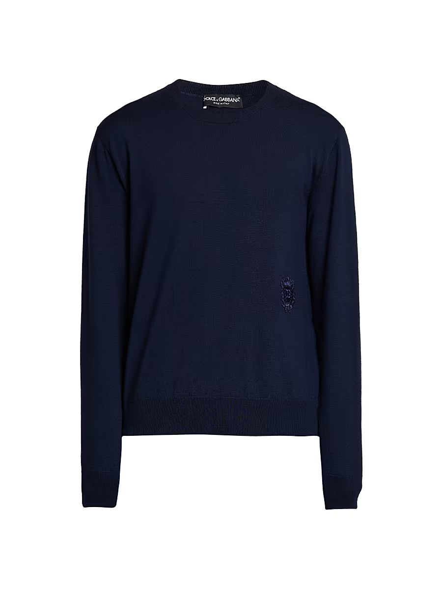 Men's Logo Patch Virgin Wool Sweater - Blue Scurissimo - Size 46