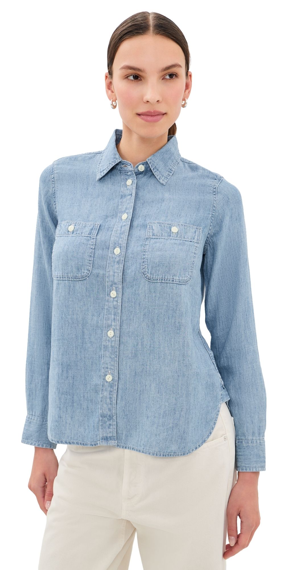 Faherty Tried & Truechambray Classic Buttondown Mid Wash XS