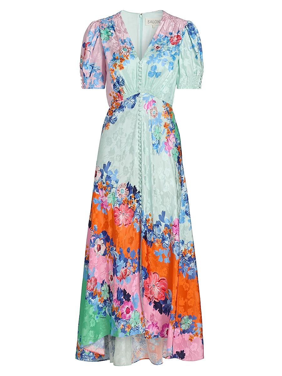 Women's Lea Floral Silk Maxi Dress - Papaver Cascade - Size 12