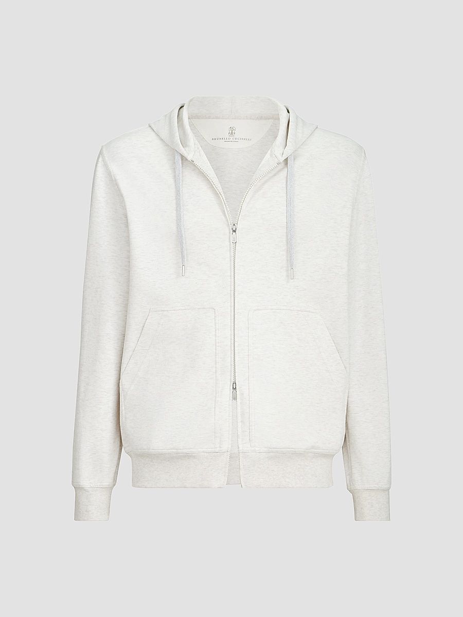 Men's Techno Cotton French Terry Double Cloth Hooded Sweatshirt - White - Size XXXXL
