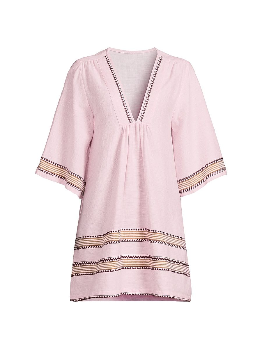 Women's Belkis V-Neck Cover-Up Caftan - Munit Pink - Size Medium