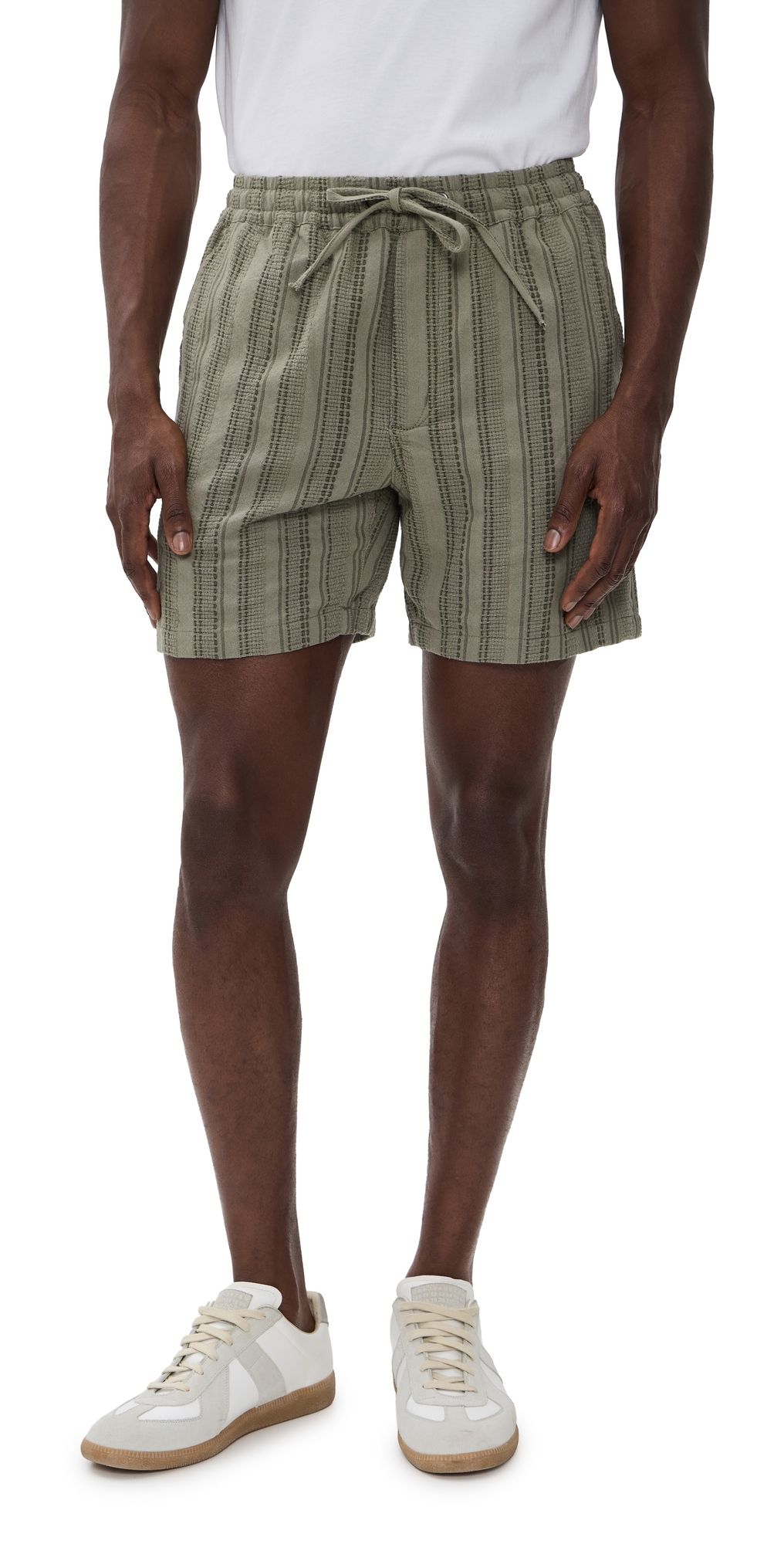 Marine Layer Saturday Dobby Stripe Short 6 Olive M