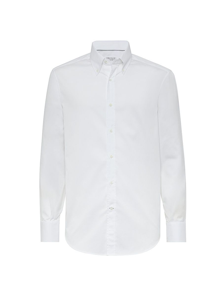 Men's Twill Basic Fit Shirt With Button-Down Collar - White - Size XXL