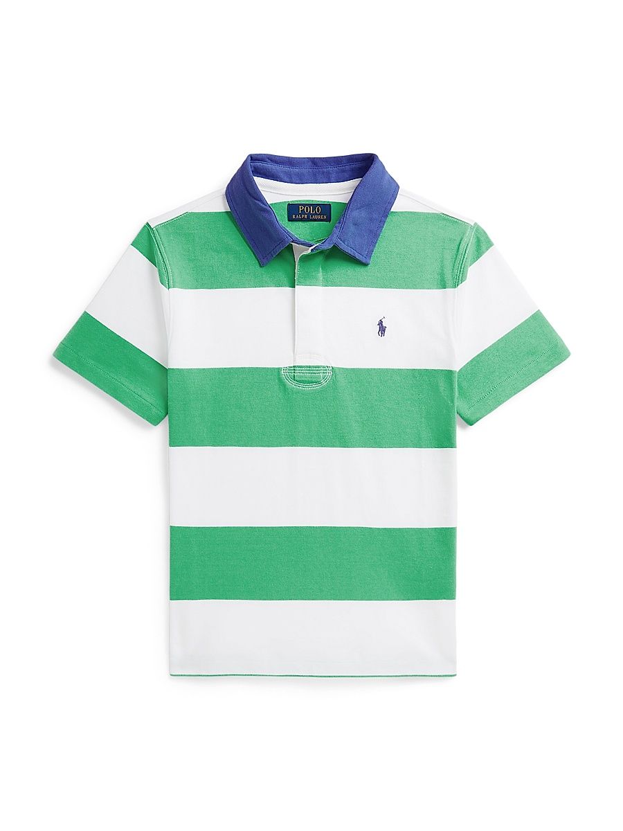 Little Boy's & Boy's Striped Cotton Rugby Shirt - Plato Green - Size 7