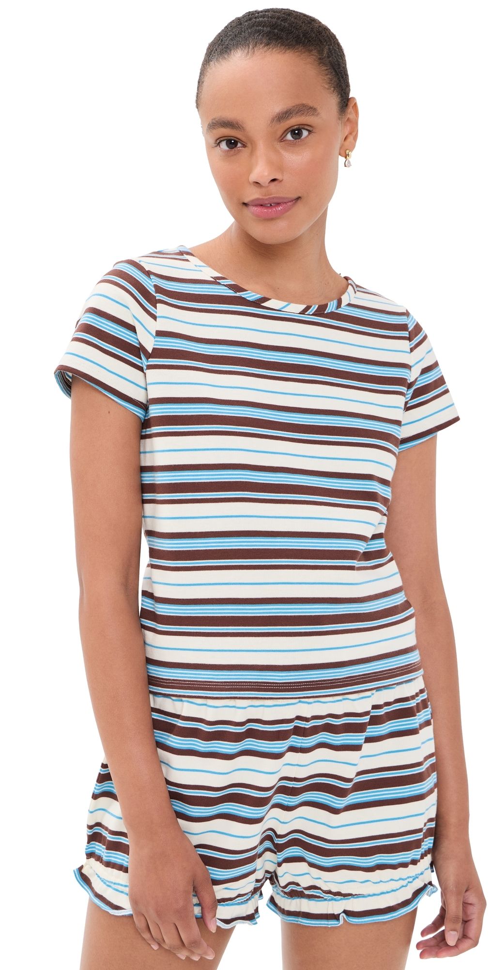POSSE Nadine Tee Chocolate Multi Stripe S