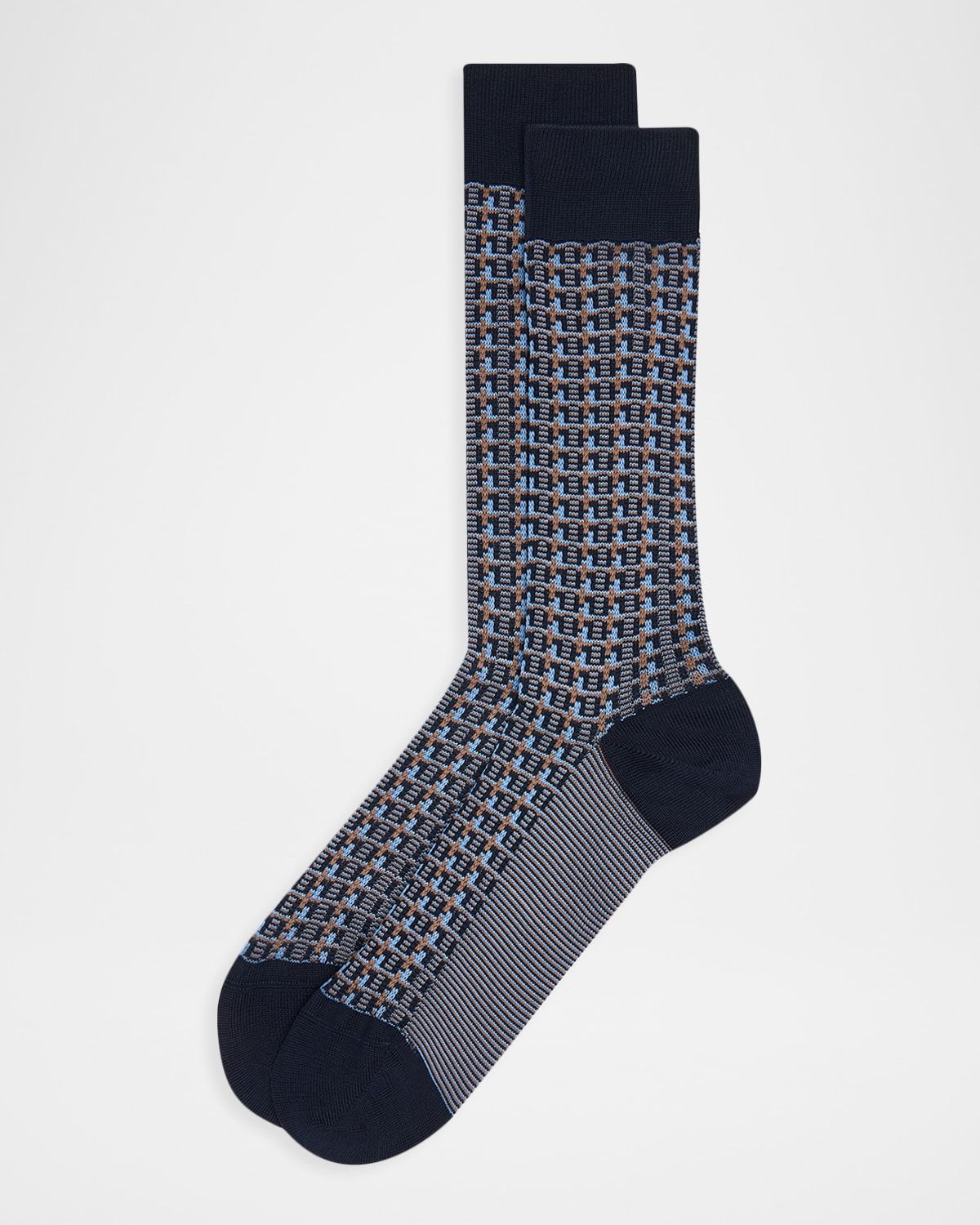Men & apos;s Randolph Vertical Box Jacquard Crew Socks