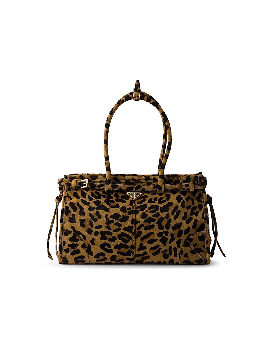 Women's Prada Bonnie Large Printed Leather Top Handle Bag - Beige Khaki