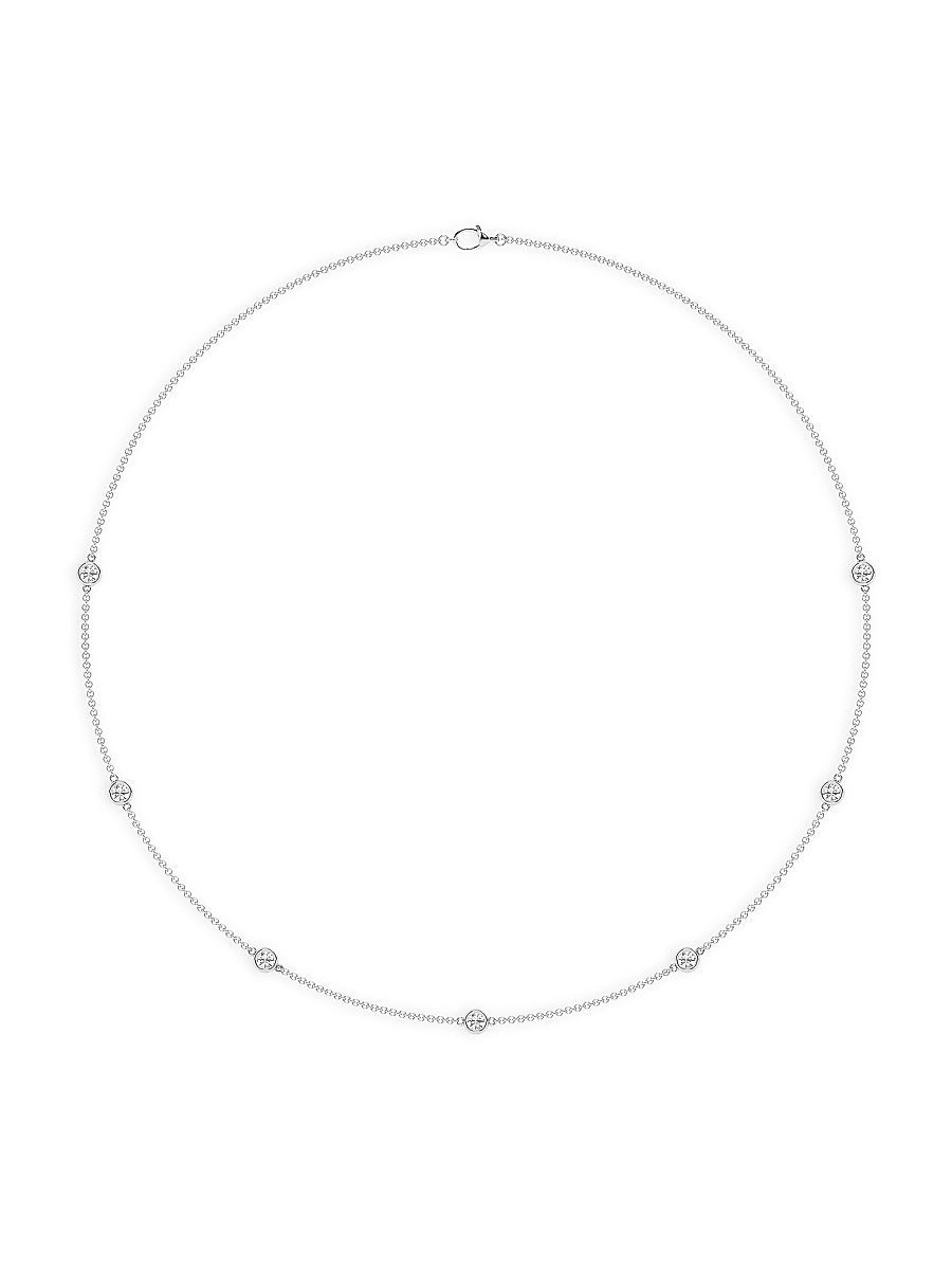Women's 14K White Gold & Lab-Grown 7-Diamond Station Necklace/0.70-2.10 TCW - 2.10 Tcw - Size 16