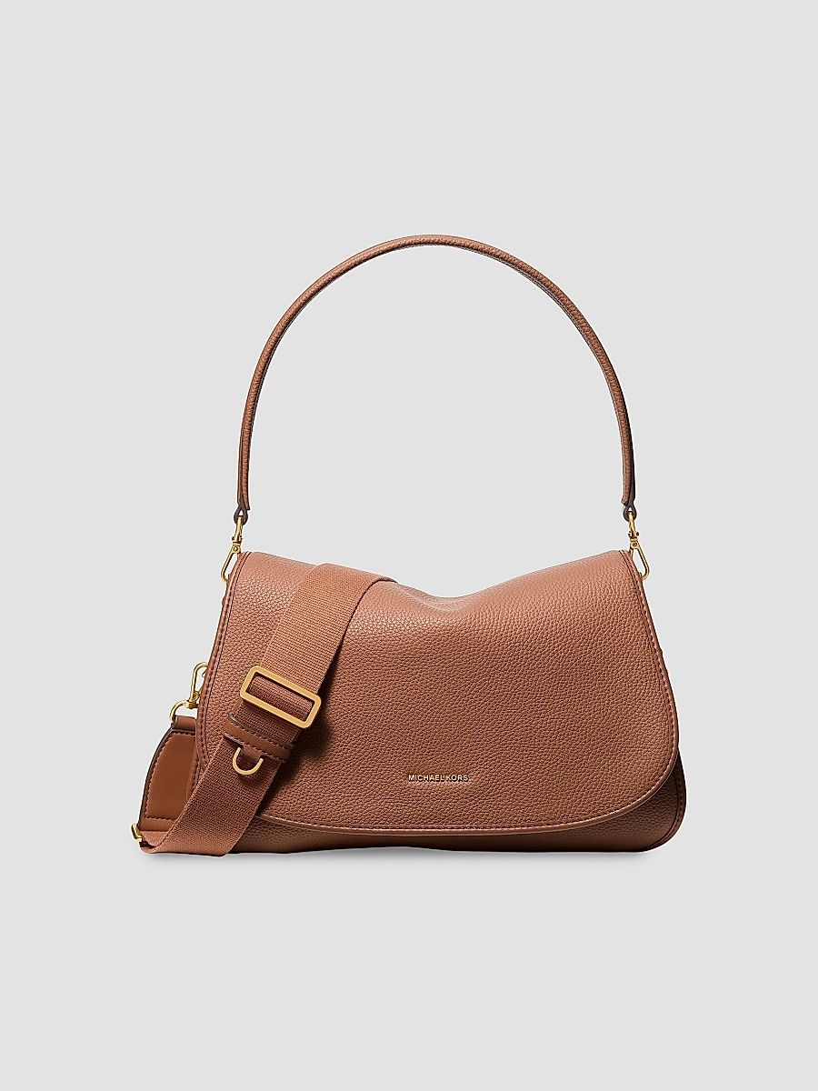 MICHAEL Michael Kors Women's Holmes Medium Leather Convertible Messenger Bag - Luggage