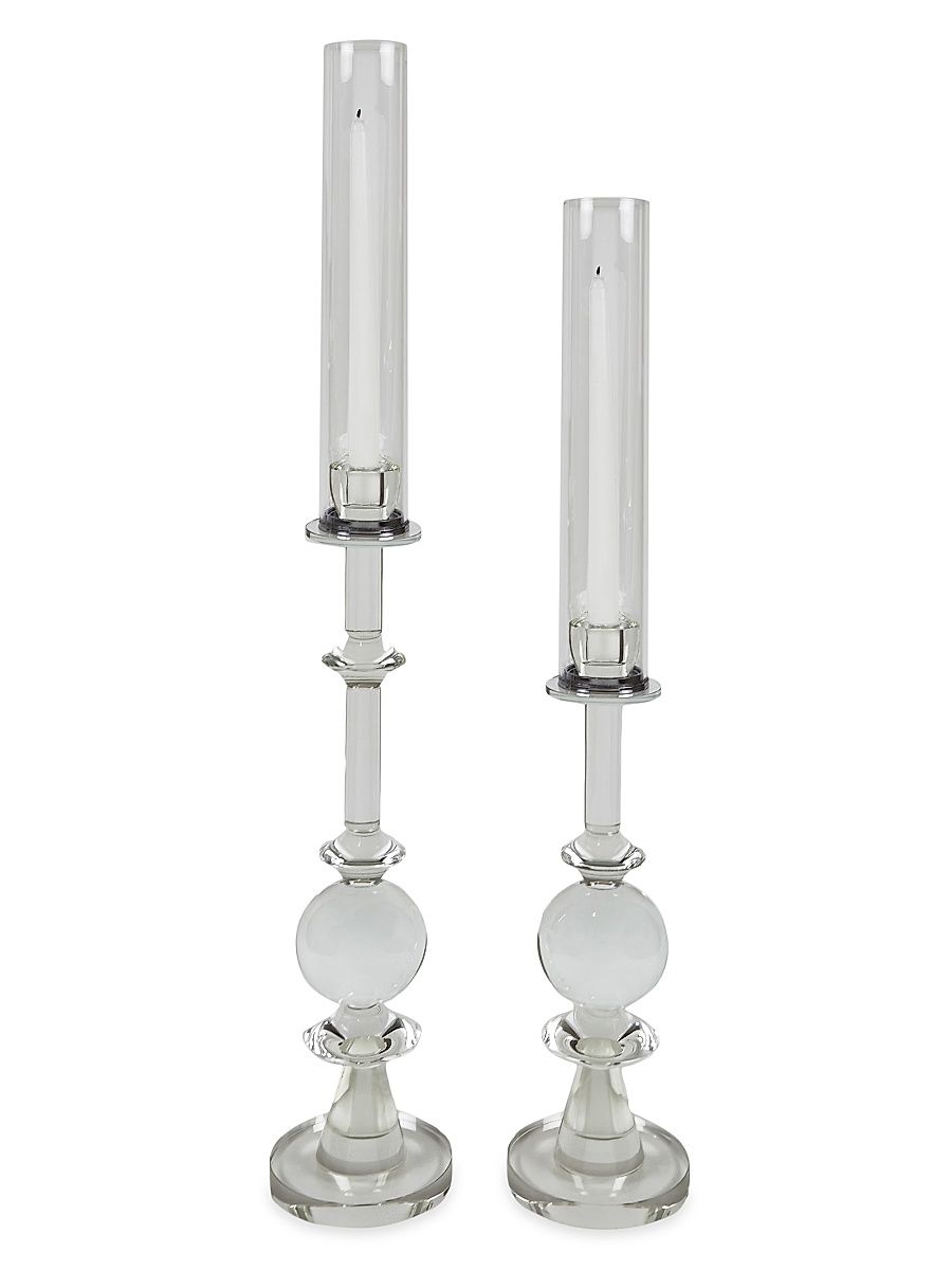Crystal Ball & Shade Candleholder - Clear - Size Medium