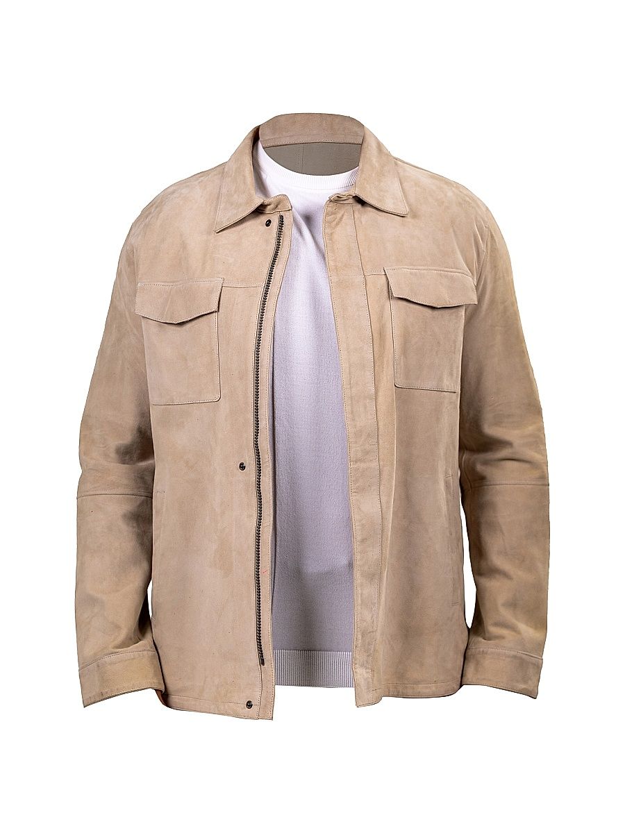 Men's Marthyr Leather Jacket - Beige - Size XXXL
