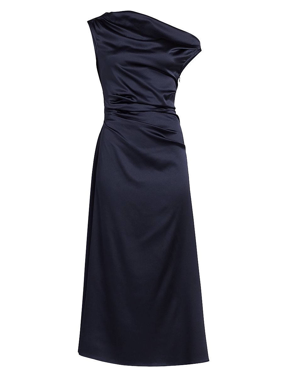 Women's Phare Silk Drape Midi-Dress - Navy - Size 14