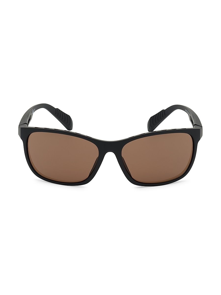 Men's 63MM Square Injected Sunglasses - Matte Black Brown