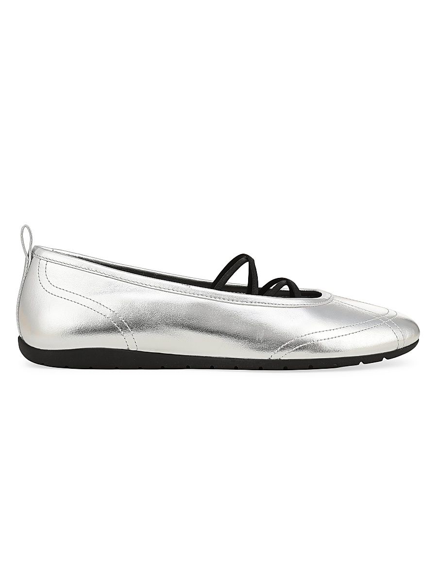 Women's Coralie Leather Ballet Flats - Silver - Size 11