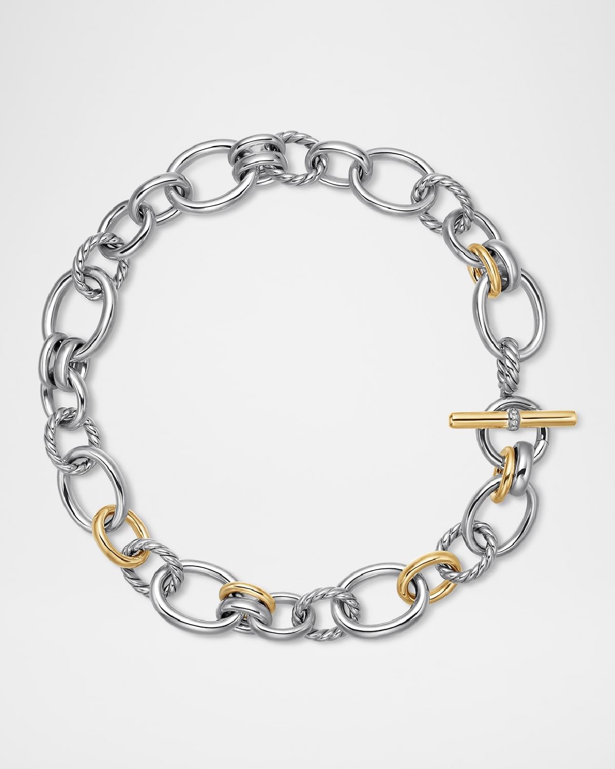 DY Mercer Necklace with Diamonds and 18K Gold in Silver, 25mm, 19"L