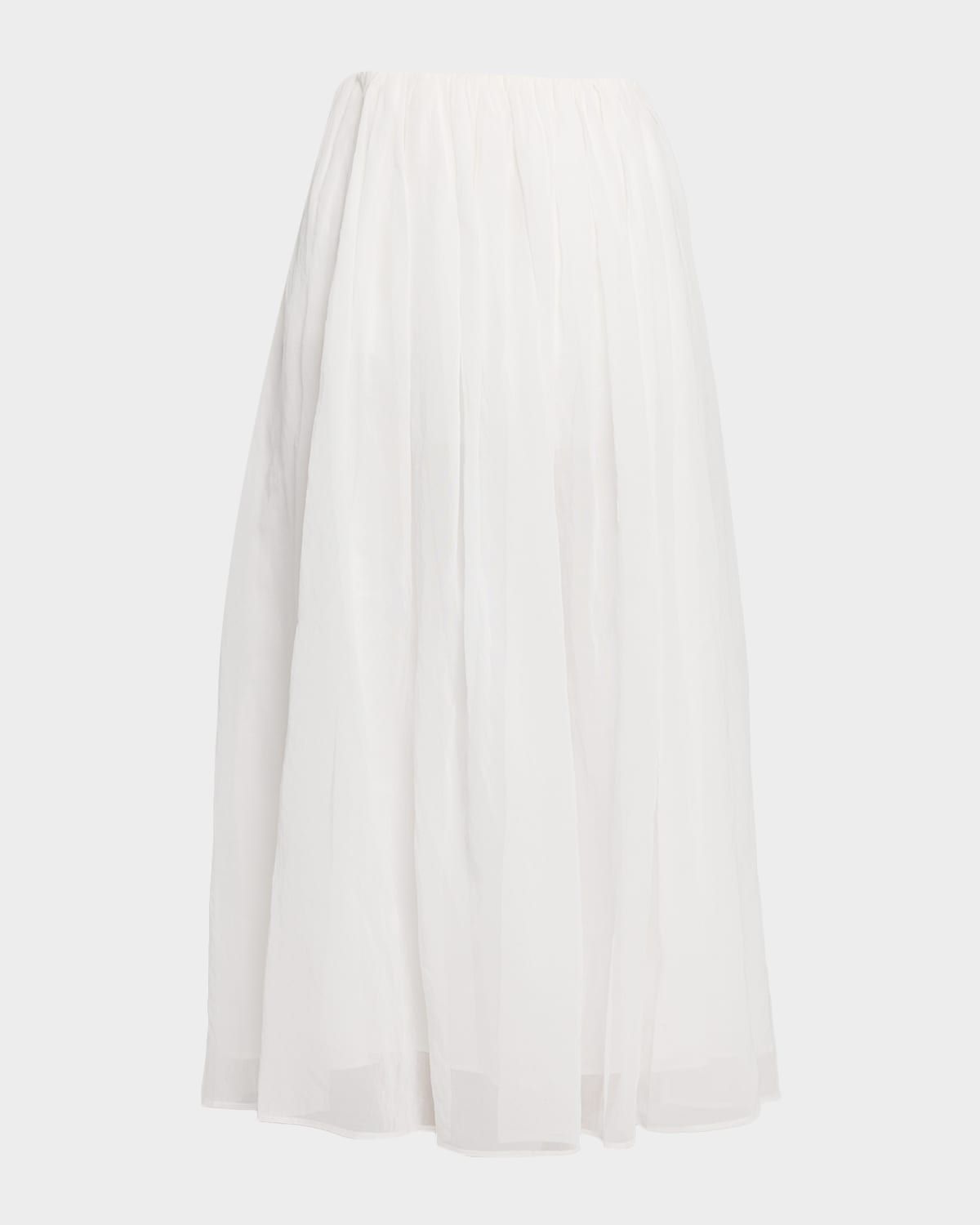 Cotton Organza Pull-On Midi Skirt