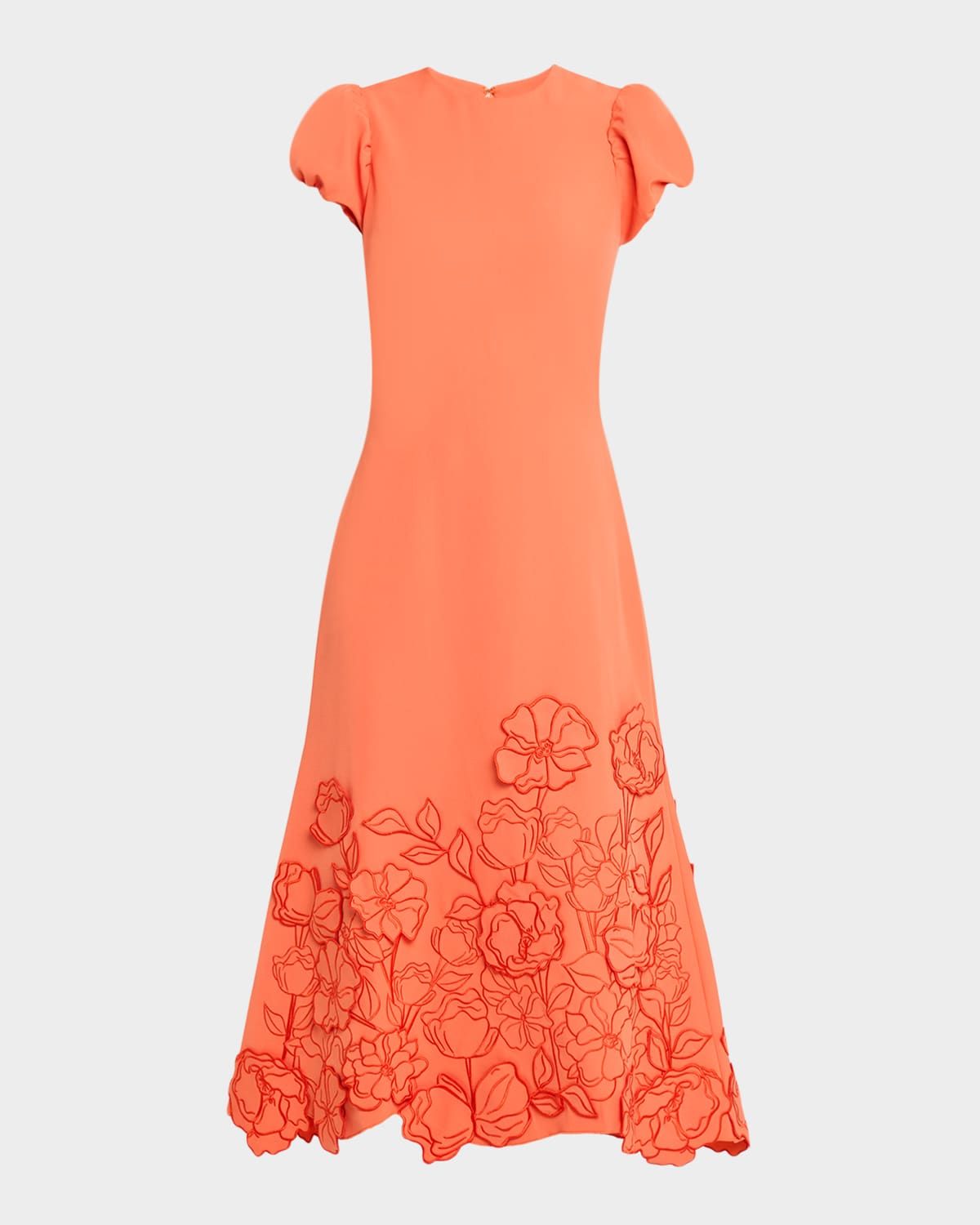 Perla Floral-Embroidered Midi Dress