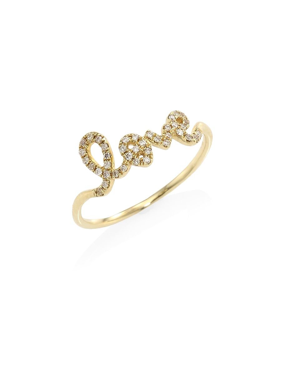 Women's Love Diamond & 14K Yellow Gold Ring - Gold - Size 6.5