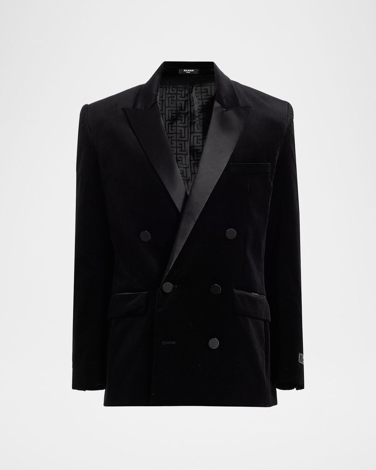 Men & apos;s Velvet Satin-Trim Double-Breasted Blazer