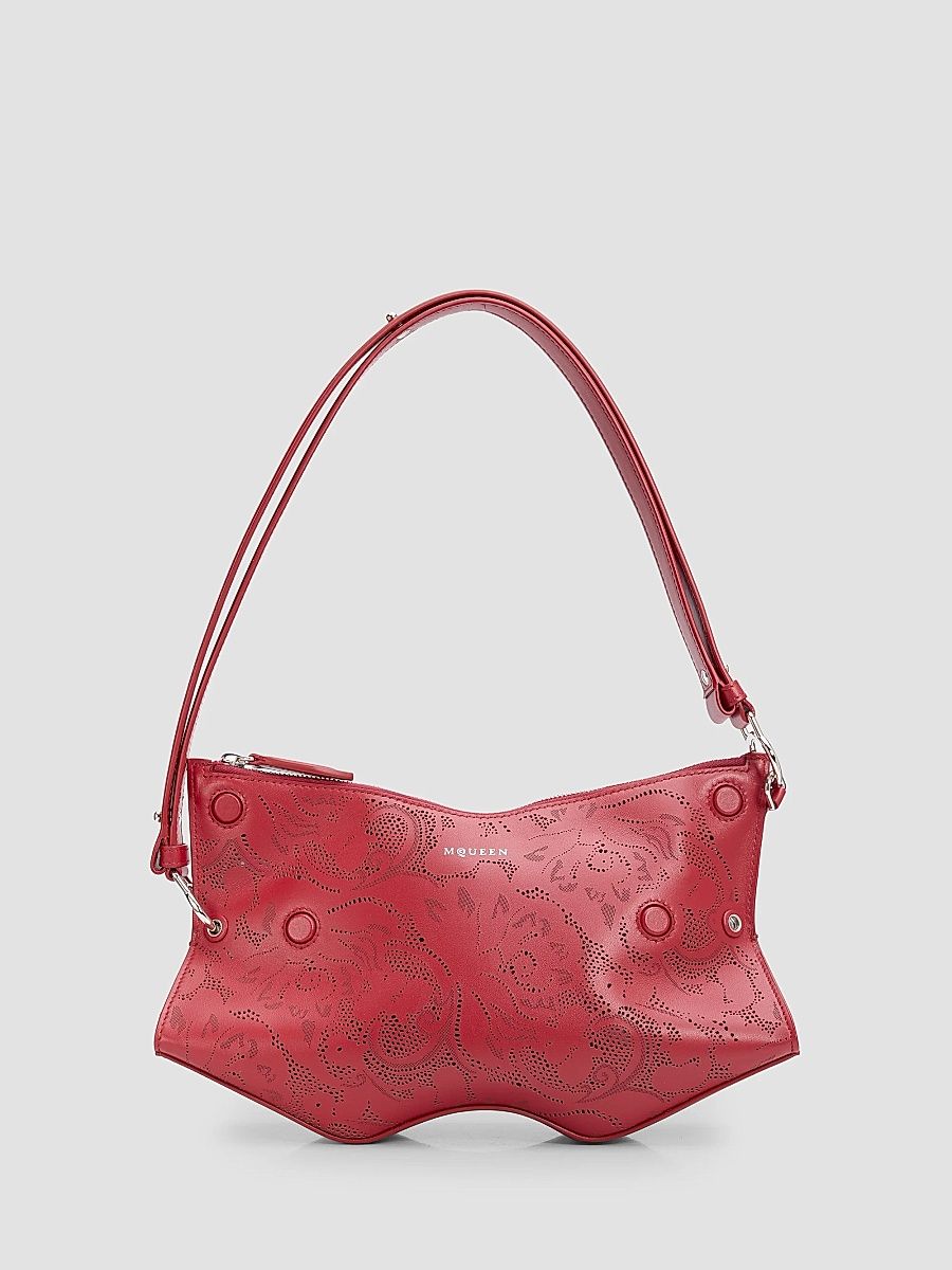 McQueen Women's Mana Leather Laser-Cut Clutch - Red