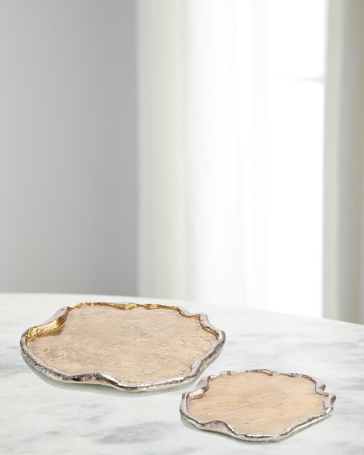 Brass & Nickel Organic Trays, Set of 2