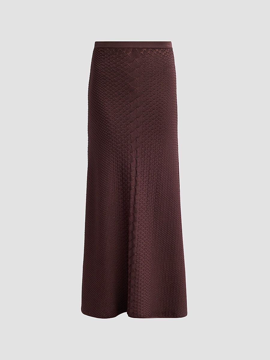 Women's Sarita Snake-Embossed Jacquard Midi Skirt - Espresso - Size Large