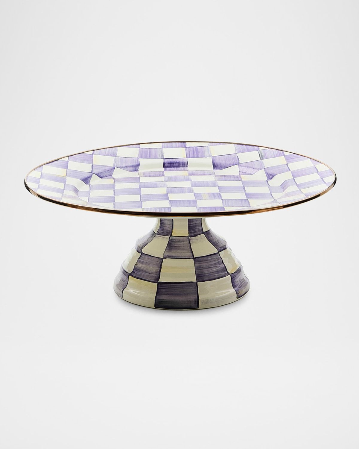 Violet Check Large Pedestal Platter