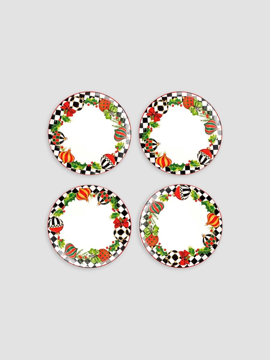 MacKenzie-Childs Deck The Halls 4-Piece Dinner Plate Set