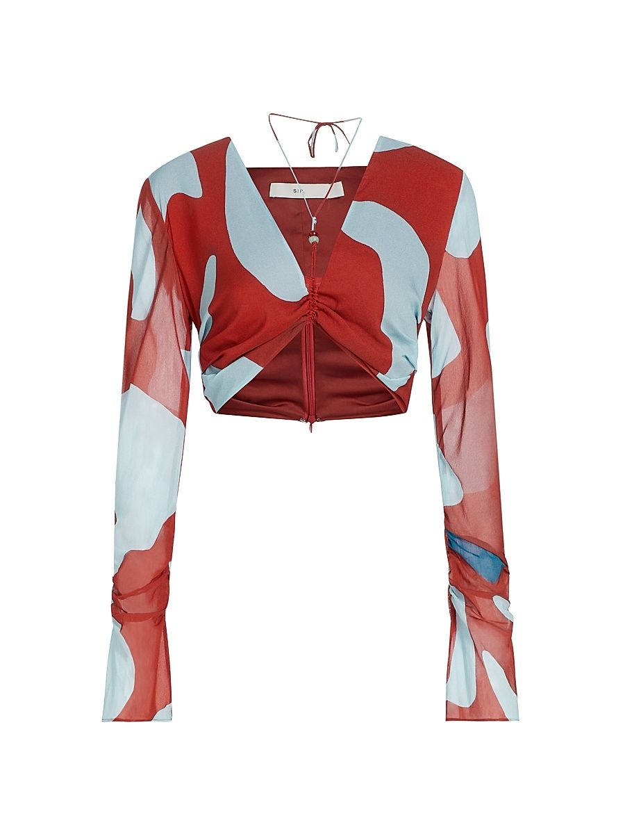 Women's Reflexión Frankie Geometric Crop Top - Ruby Reflection - Size 8