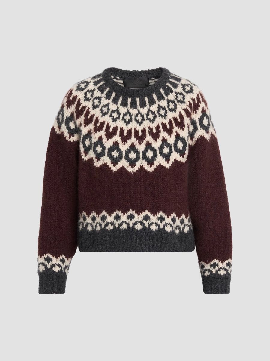 Nili Lotan Women's Isaline Cashmere Fair Isle-Inspired Sweater - Burgundy Fairisle - Size XS