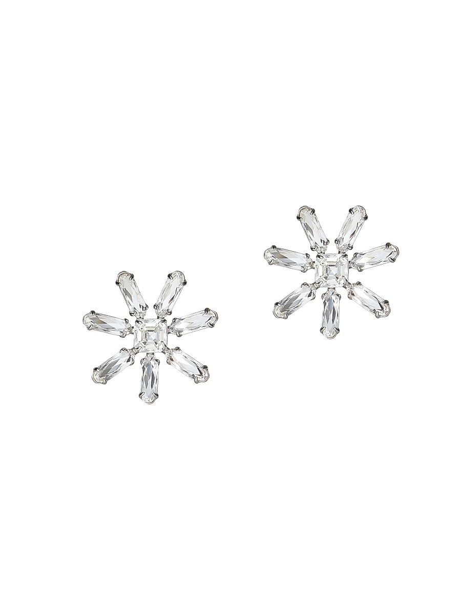 Women's Silvertone & Glass Crystal Daisy Earrings - Crystal