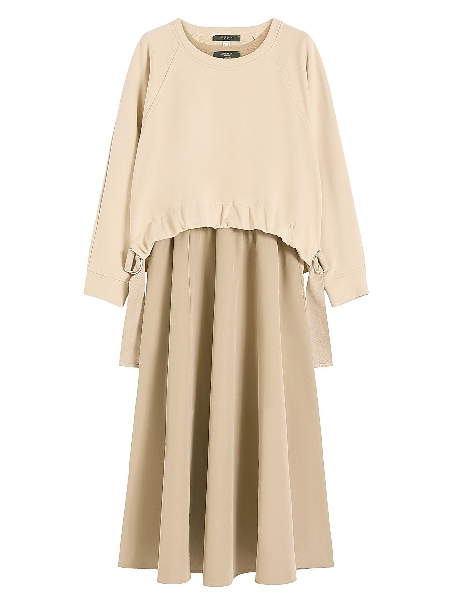 Women's Technical Fabric and Cotton Dress - Hazelnut Brown - Size XL