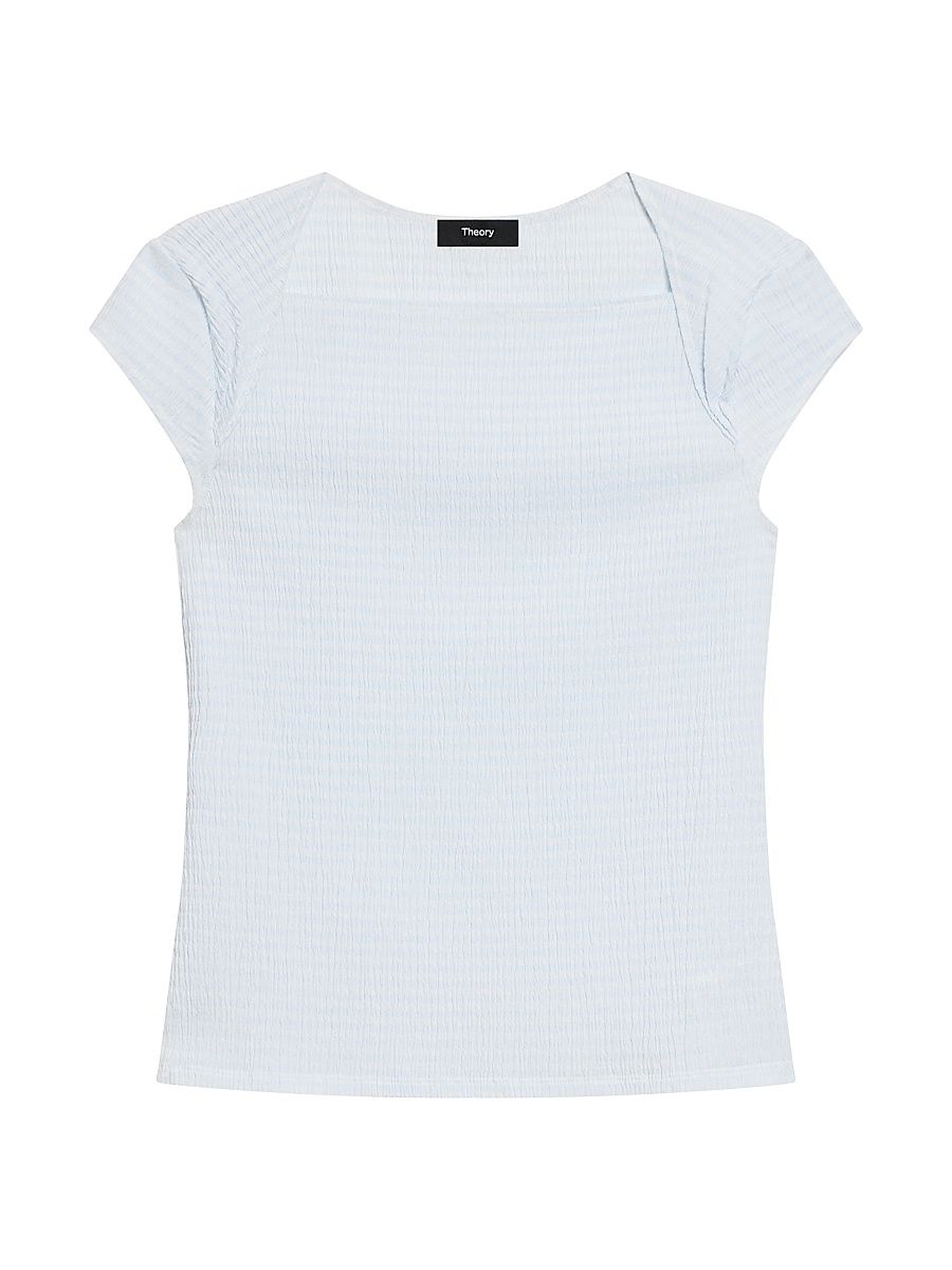 Women's Crinkled Cap-Sleeve Top - Mist Multi - Size Small