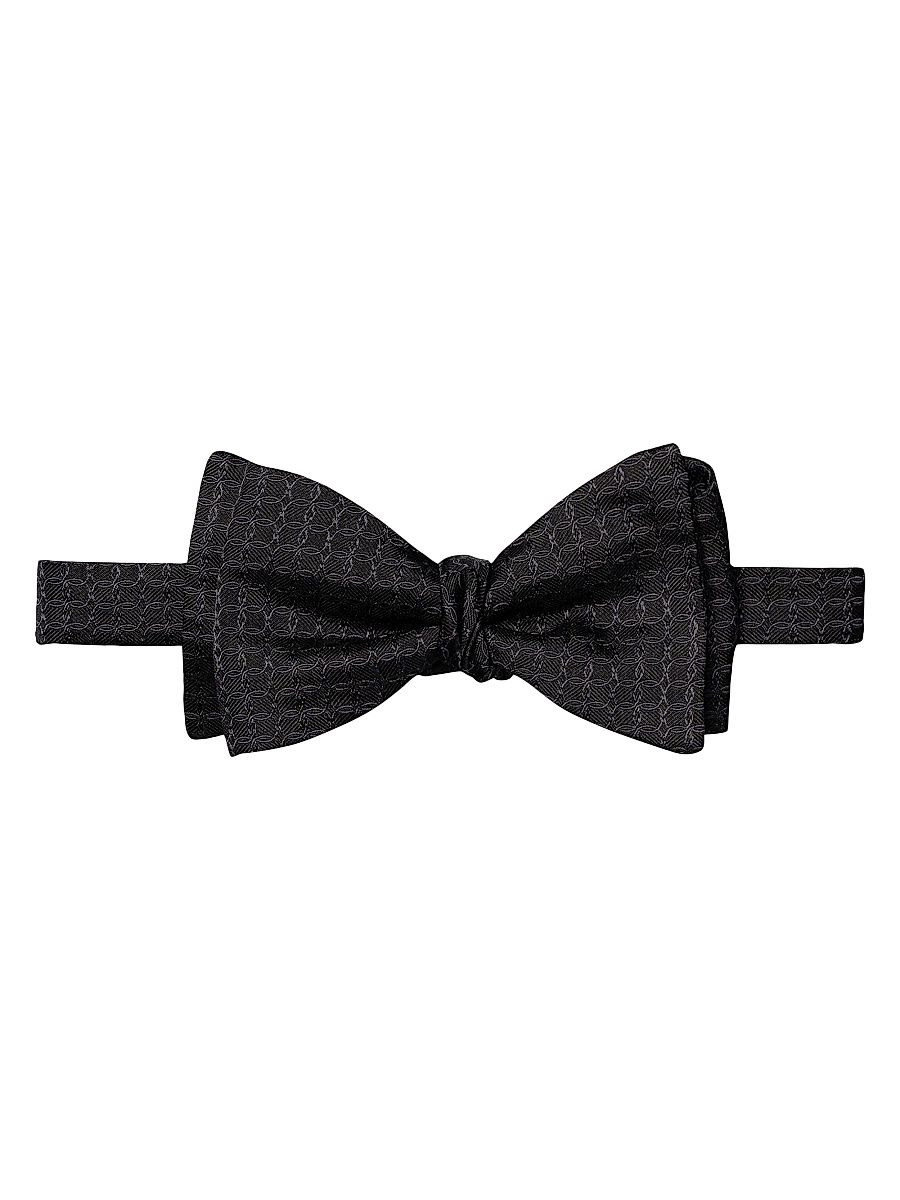 Men's Geometric Silk Bow Tie - Black