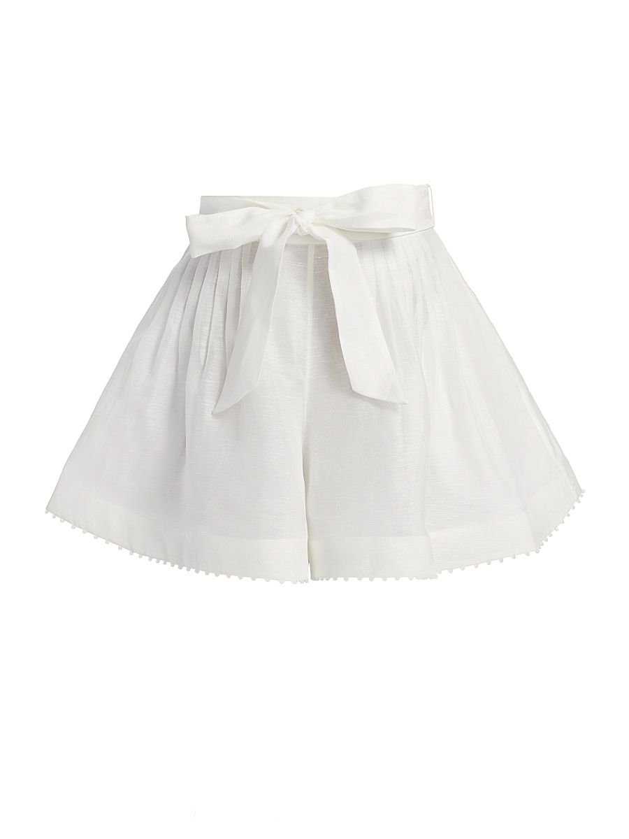 Women's Dawning Beaded Tuck Shorts - Ivory - Size 10