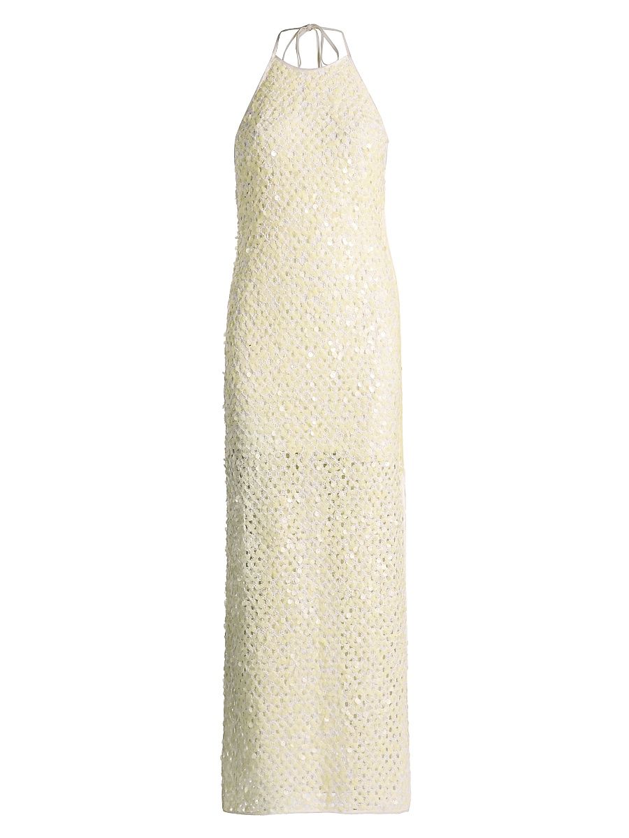 Women's Elliott Sequined Mesh Maxi Dress - Buttermilk - Size 12