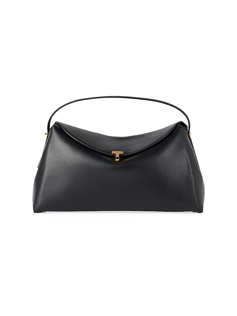 Women's T-Lock Leather Top Handle Bag - Black