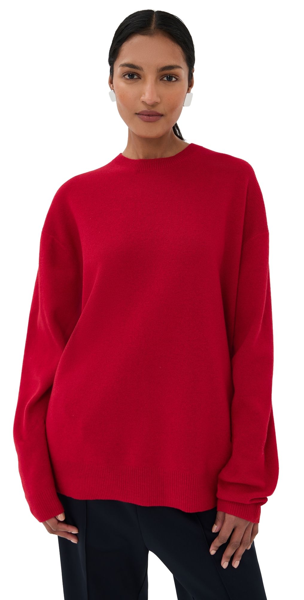 Tibi Anna Merino Wool Cut Out Racerback Pullover Red XL