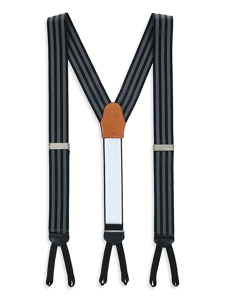 Men's Astaire Grosgrain Striped Suspenders - Black Grey