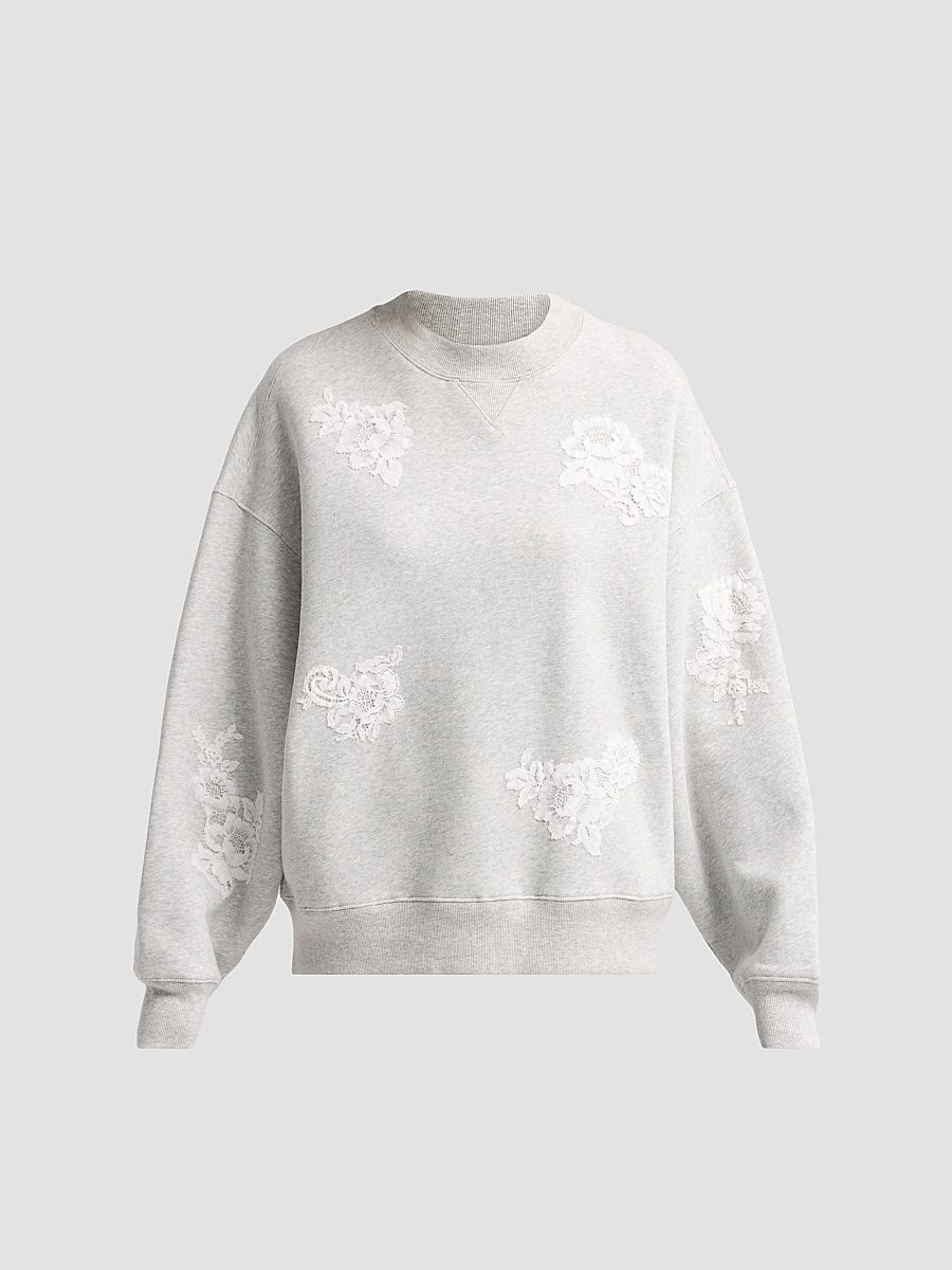 Women's Havenleigh Lace Applique Sweatshirt - Silver Fog - Size XS